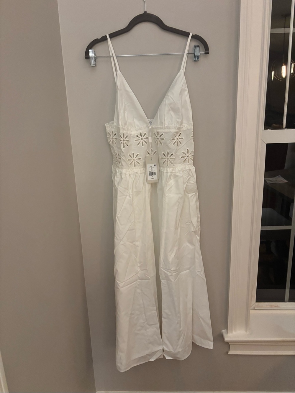 Rails White Floral Cutout Spaghetti Strap midi dress